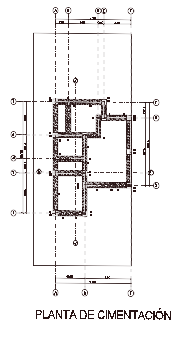 7x10m house plan foundation cum column layout drawing