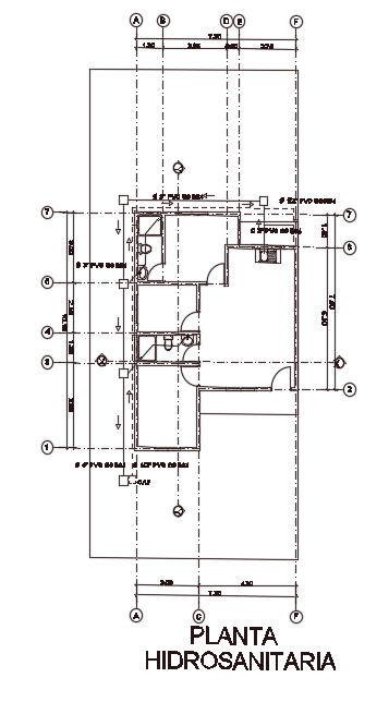 7x10m house plan hydraulic layout cad drawing is given