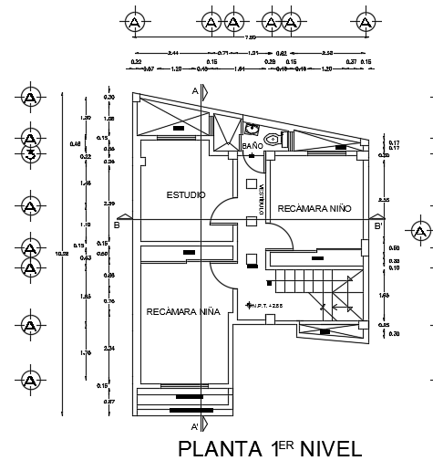 7x11m architecture 3bhk first floor house plan 2d AutoCAD drawing