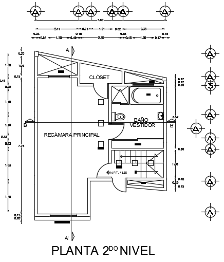 7x11m architecture 3bhk second floor house plan 2d AutoCAD drawing