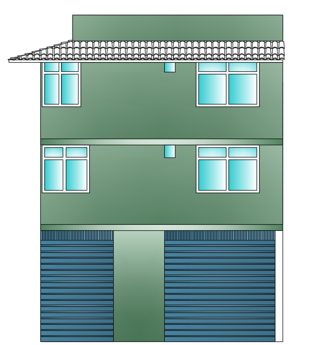 Residential Front Elevation DWG File of 7x11 m Building