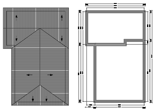 7x12m architecture house plan roof layout 2d AutoCAD drawing