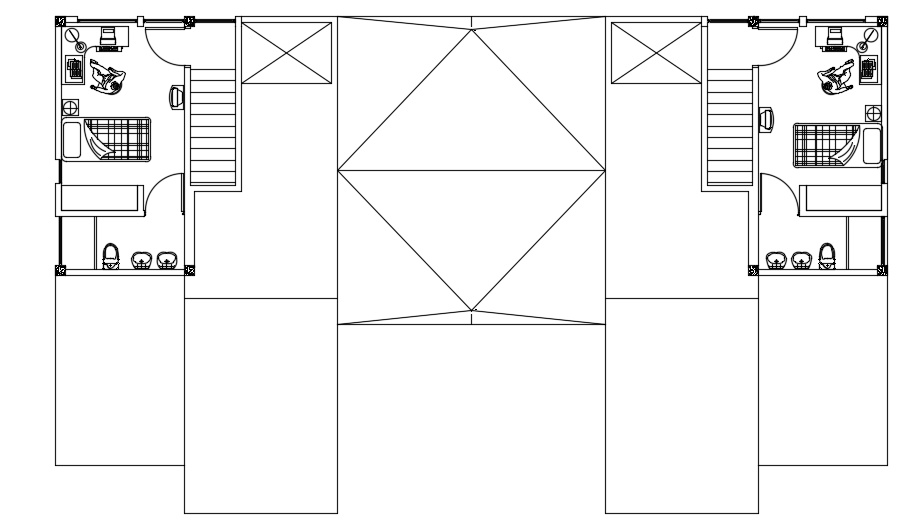 7x12m twin house first floor plan AutoCAD 2D drawing