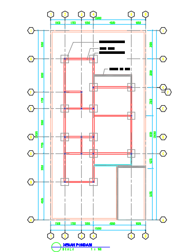 7x13m residential home plan foundation layout AutoCAD 2D DWG drawing