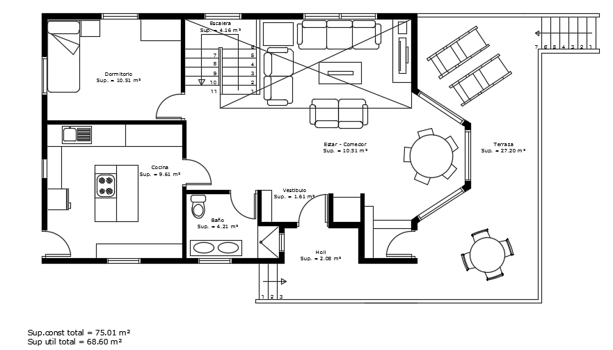 7x14m ground floor modern house plan AutoCAD drawing