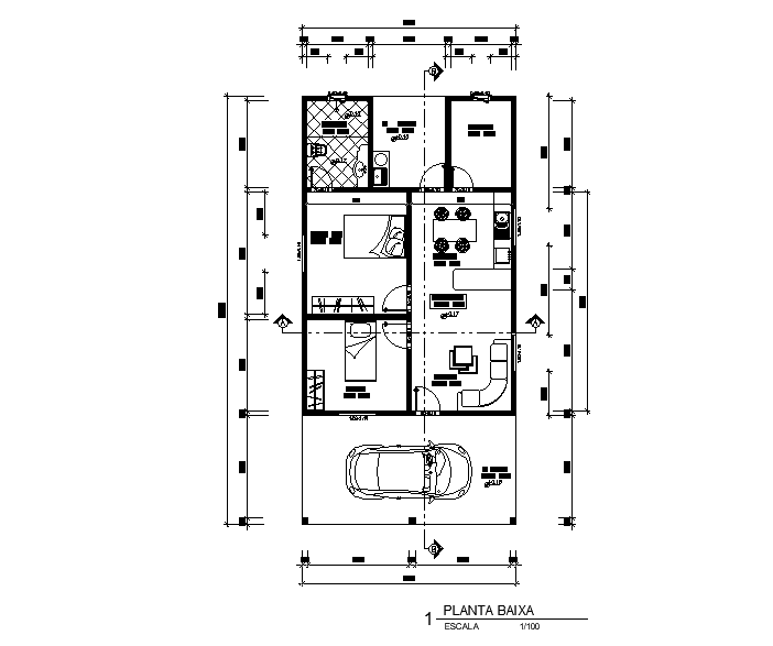 7x14m home plan is given in this Autocad drawing file. Download now.