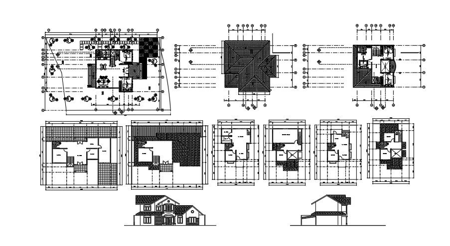 7x15m G+ 1 architecture house plan 2D CAD drawing