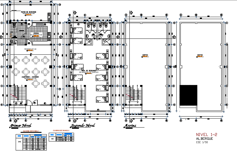 7x15m hostel plan 2d AutoCAD drawing is given in this file