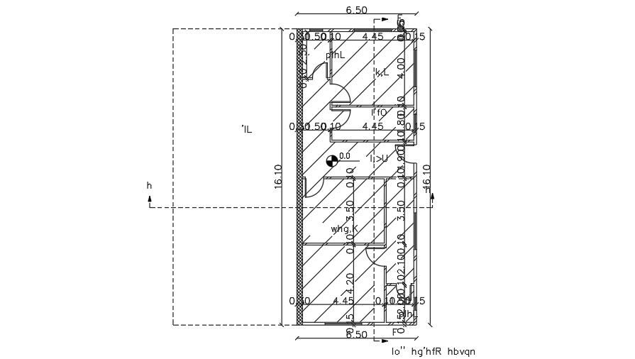 7x16 Meter House Basement Plan AutoCAD Layout