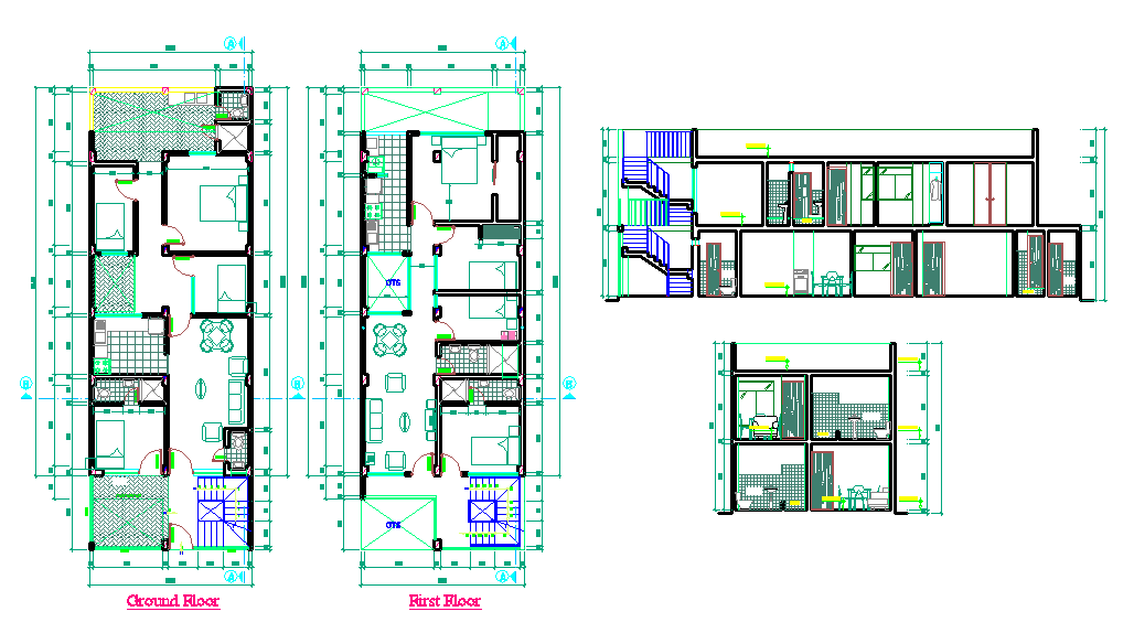 7x16 Meter House Layout Plan DWG File