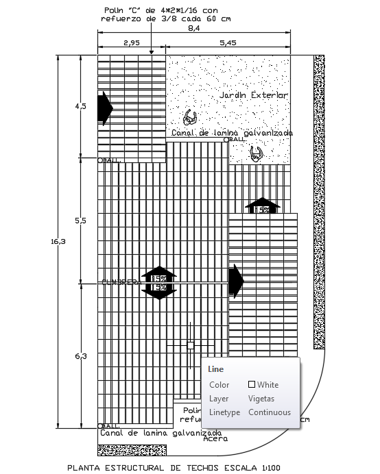 Residential 7x16m Roof and Framing Plan in DWG File