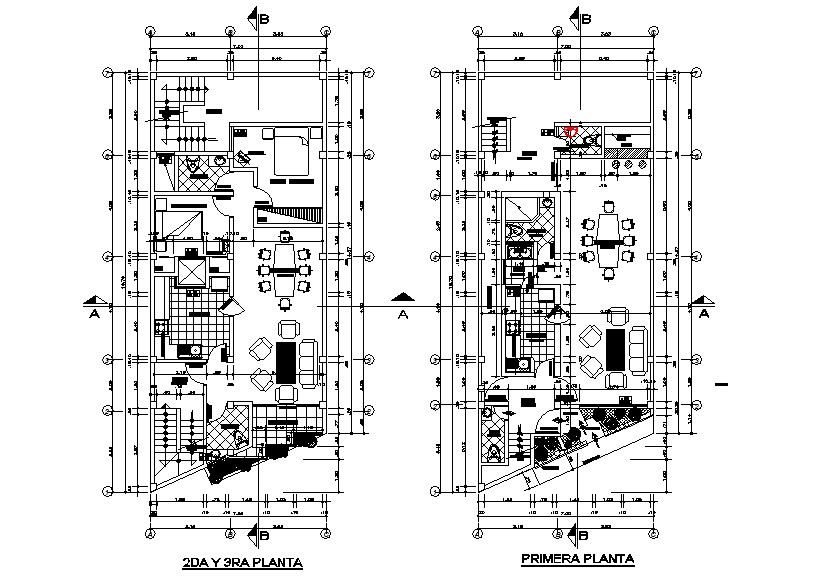 7x17m house building plan is given in this Autocad drawing file. Download now.