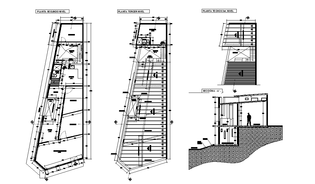 7x18m house plan details are given in this 2D Autocad drawing. Download the 2D Autocad drawing file.