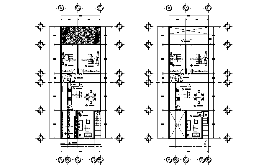 7x20m house plan is given in this Autocad drawing model. Download now.