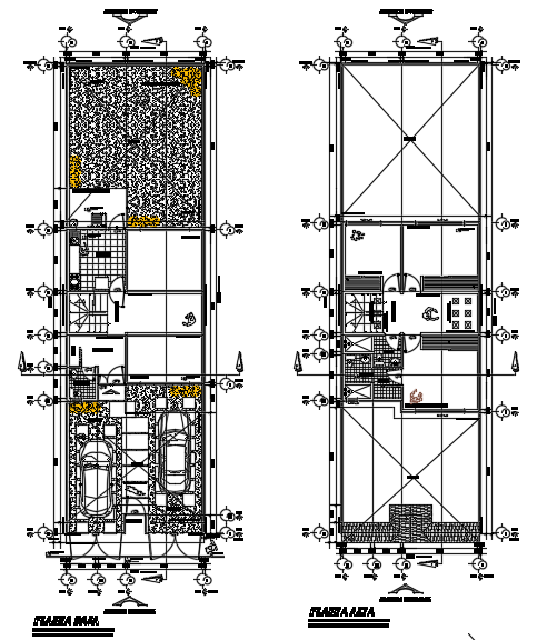 7x23m Two Story Residential House Plan CAD Drawing