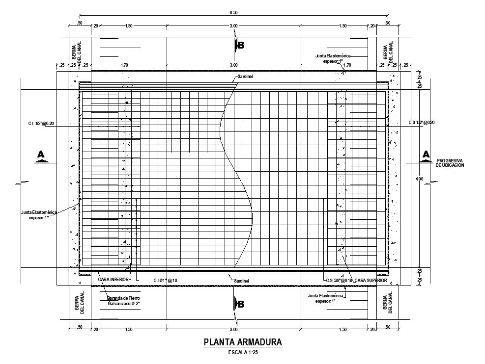 7x4m bridge plan is given in this AutoCAD drawing model. Download now.