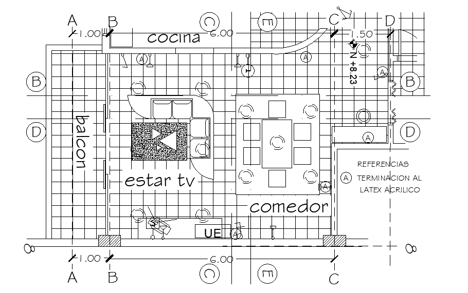 7x6m ground floor house plan is given in this Autocad drawing file. Download now.