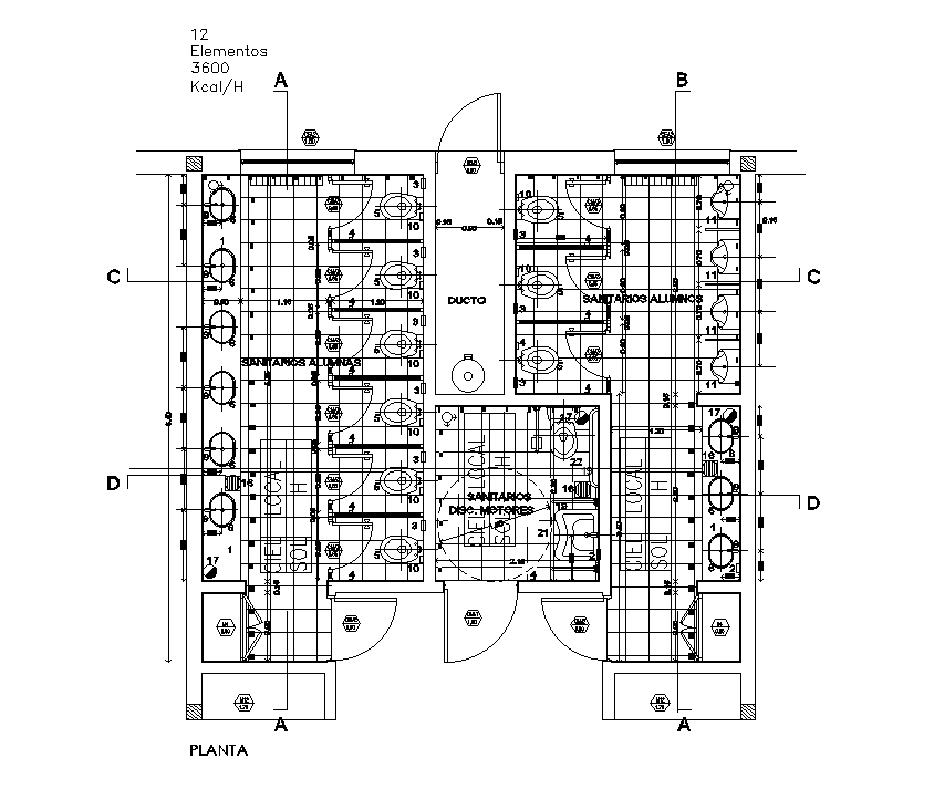 7x7m toilet plan is given in this Autocad drawing file. Download now.