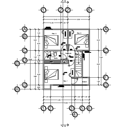 7x8m architecture first floor plan AutoCAD drawing is given in this file