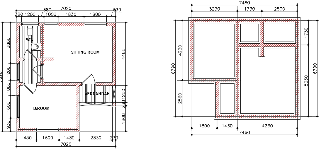 7x8m architecture simple house plan AutoCAD drawing