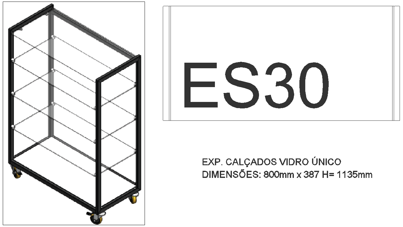 800X387 MM Single Glass Footwear stand 3D design DWG AutoCAD drawing