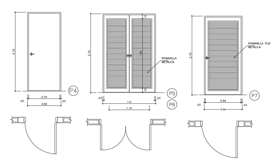 800x2100mm door plan is given in this AutoCAD drawing model.Download now.