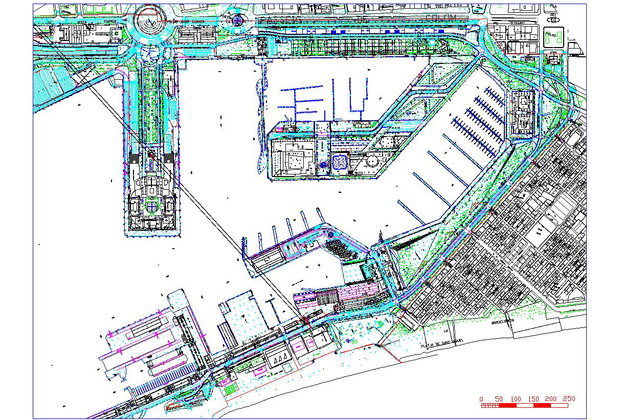 Port architecture drawing and plan in autocad dwg files