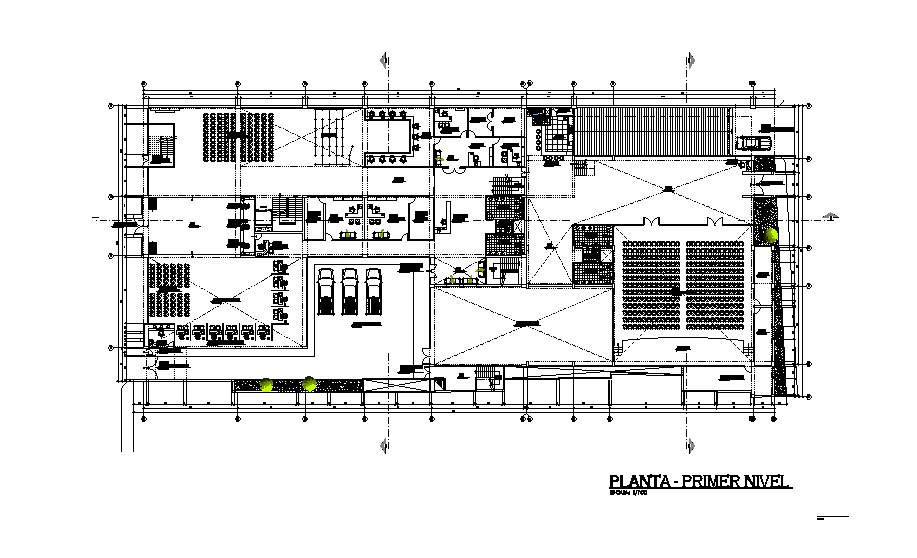 80x35m office plan has been given in this Autocad drawing file. Download now.