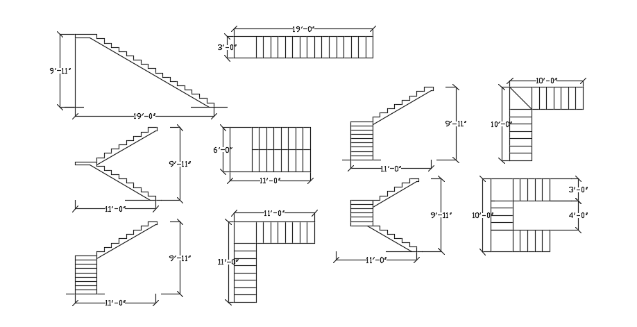80’x75’ house building staircase 2d drawing is given in this file