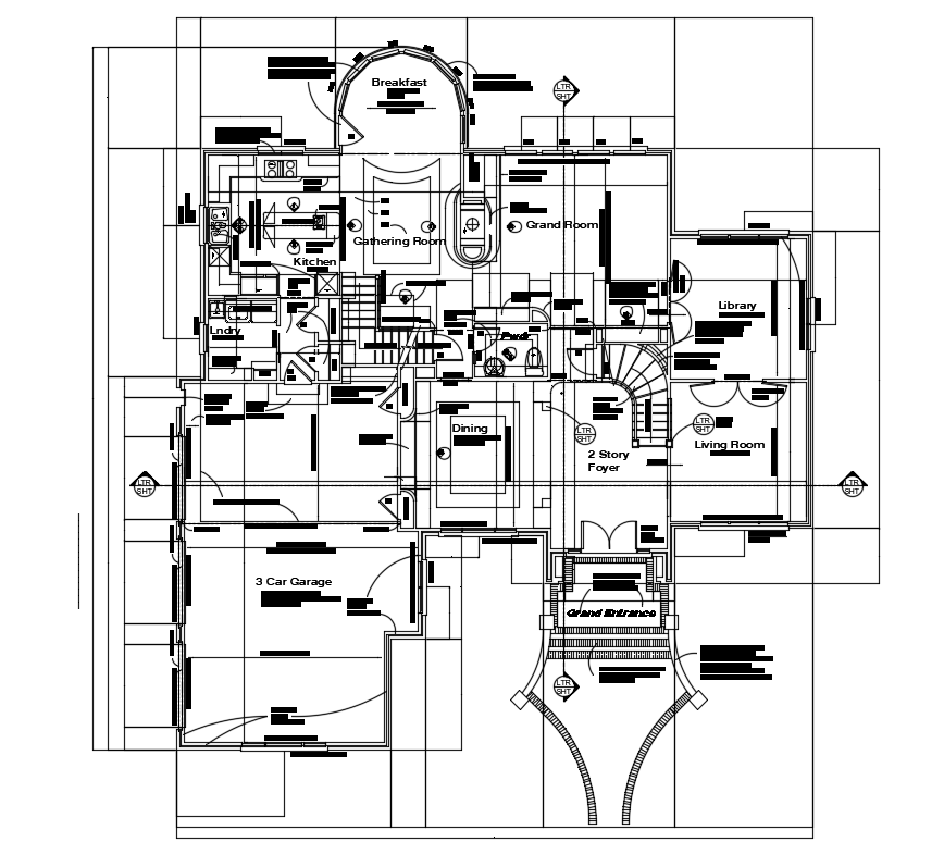 80’x96’ ground floor house plan is given in this AutoCAD model. Download now.