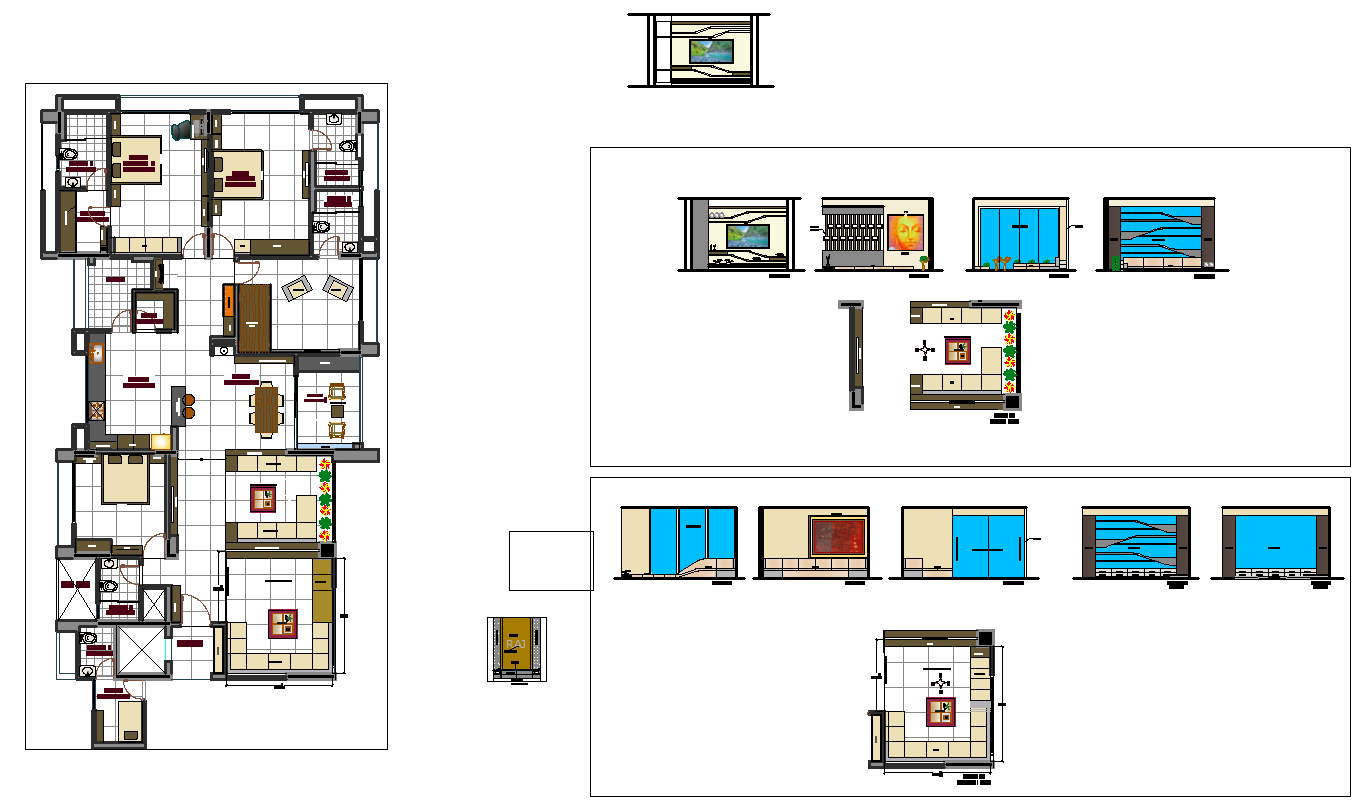 Premium Apartment Interiors DWG with Plans Elevations and Furniture