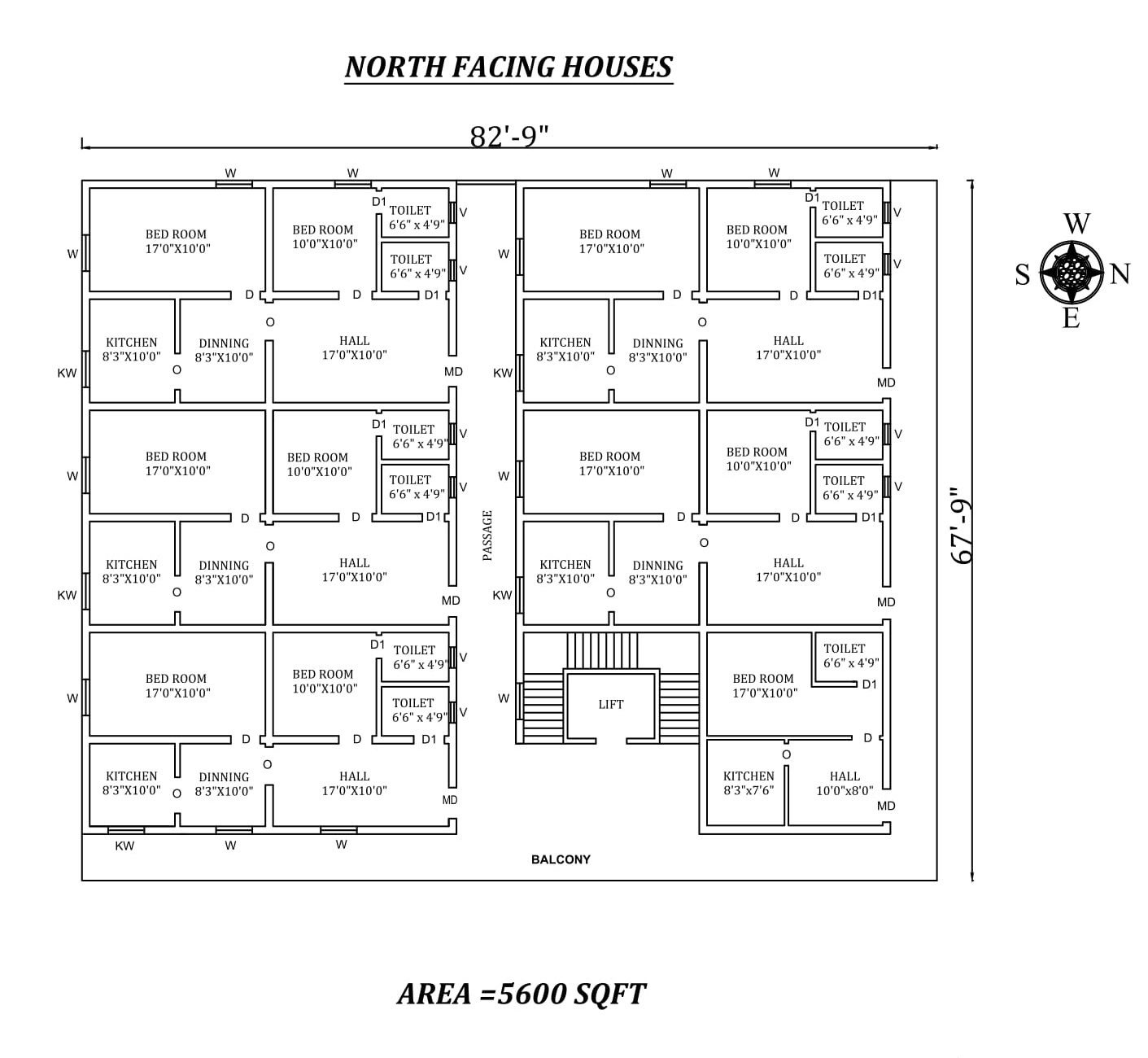 82'9" X67'9" Amazing North facing 2bhk Apartment house plan as per Vastu Shastra. Autocad DWG and Pdf file details.