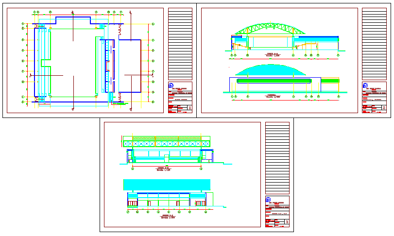 Architectural Gym Building Design Plan Section and Elevation Layout