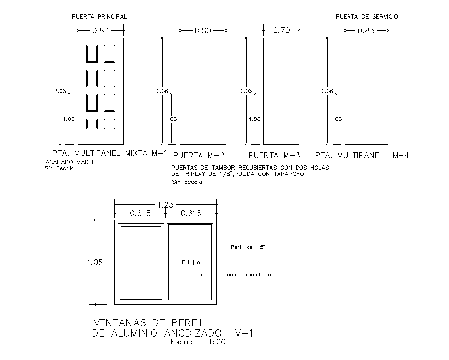830x2060mm door plan is given in this AutoCAD drawing file.Download now.