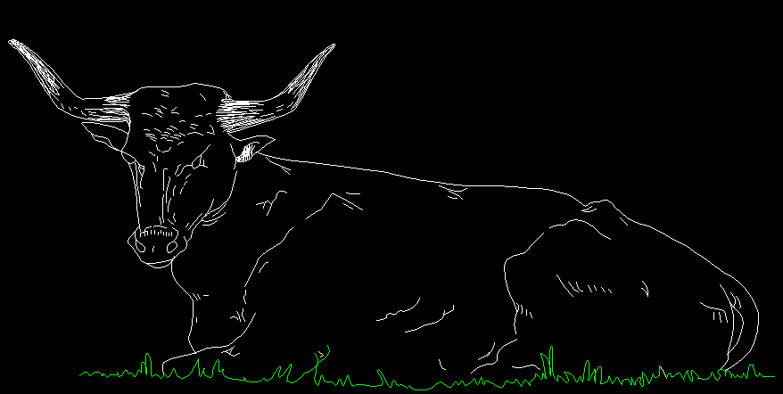 Bull CAD Drawing with Detailed 2D Animal Design for Visualization