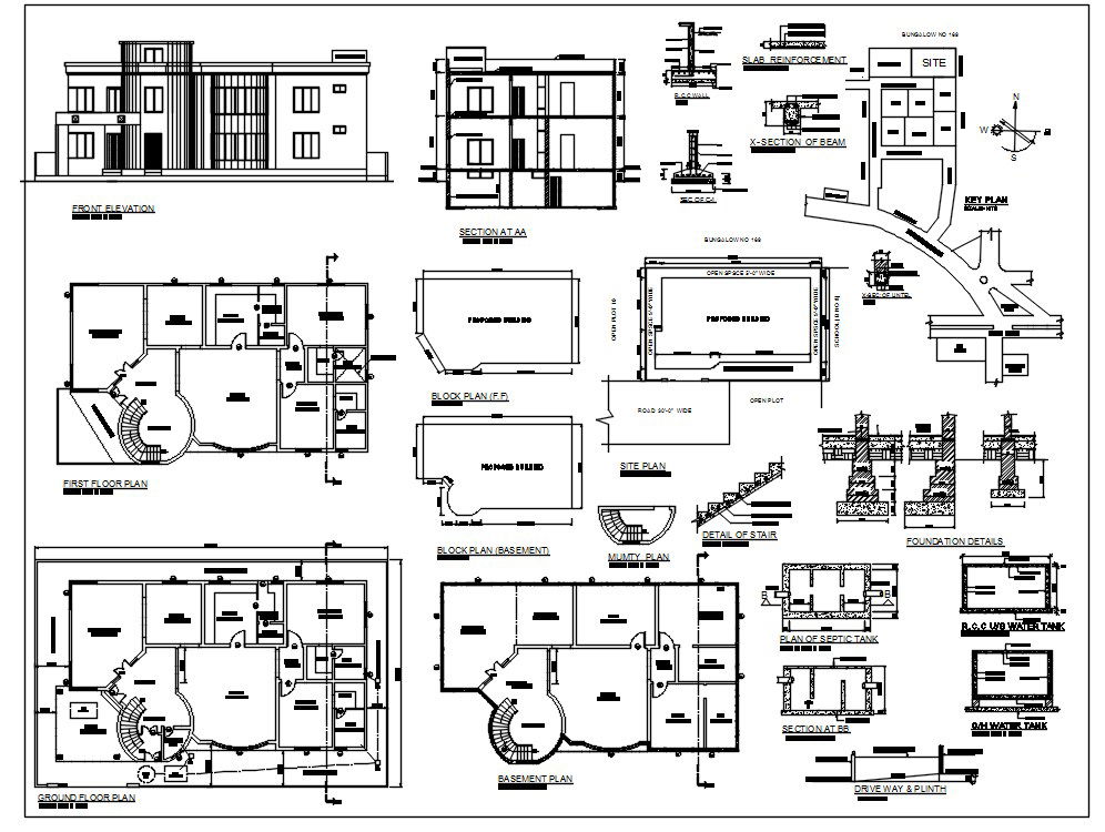 84' X 54' AutoCAD Bungalow Floor Plan DWG File