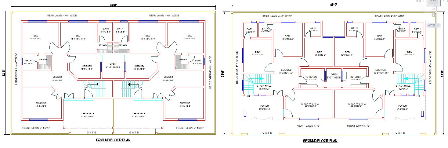Residential House AutoCAD DWG with Ground Floor Plan and Lawn Design