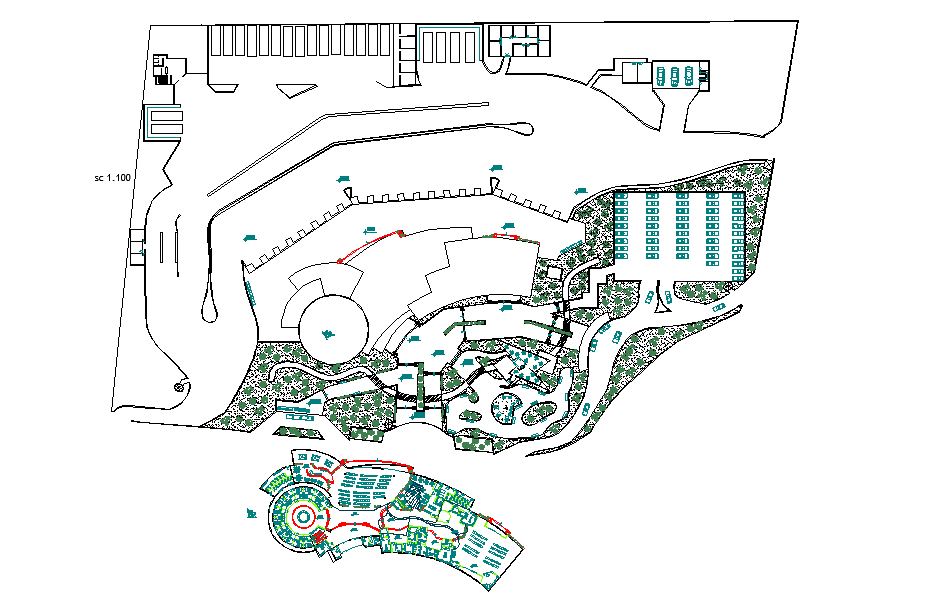 Art Gallery DWG Plan with Detailed Layout and Landscape Design