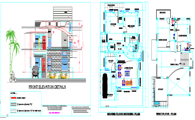 Duplex Bungalow CAD Plans with 14m Front Elevation and Modern Layouts
