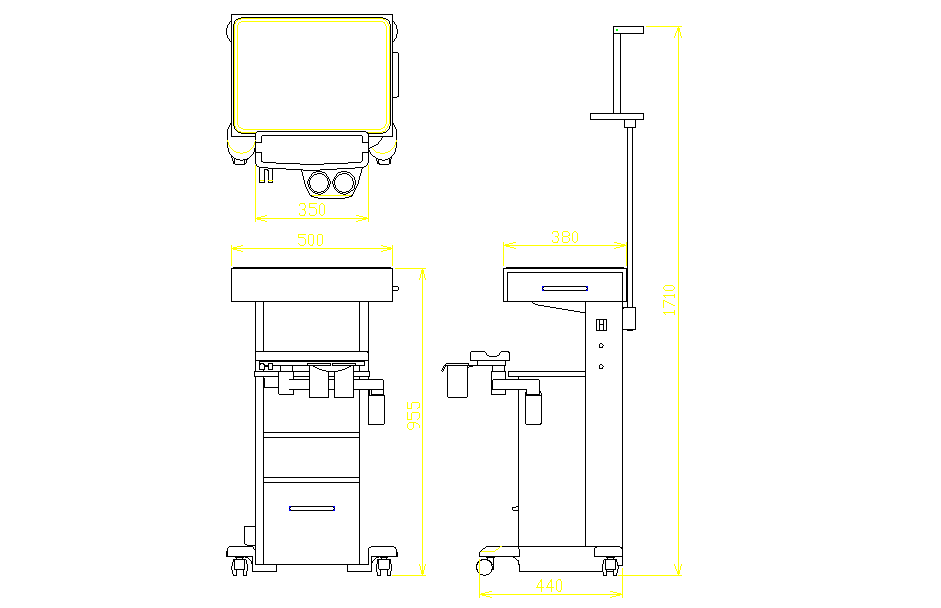 Hospital Instrument Design DWG with Dimension and Elevation Detail