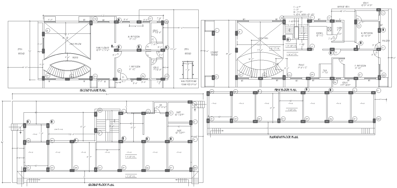 84ft×36ft AutoCAD DWG House Plan with Shop Details