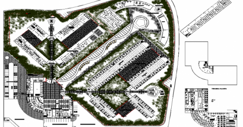 Open Restaurant AutoCAD Master Plan with Layout and Detailed Design