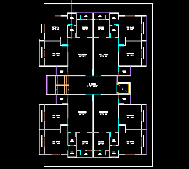 Apartment Design CAD Drawing with Cluster Floor Plan Layouts
