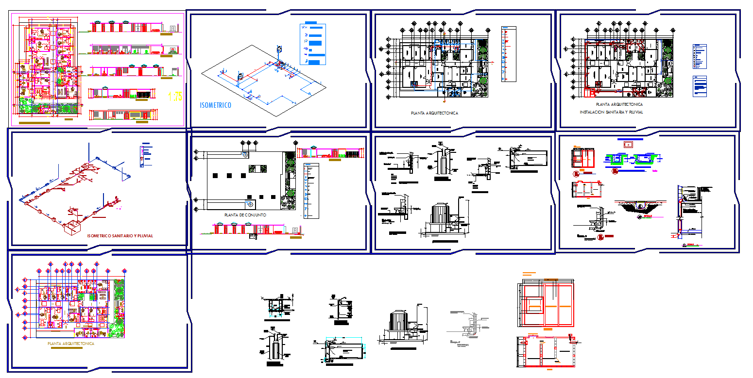 Modern Office AutoCAD Design with Architectural and Plumbing Details