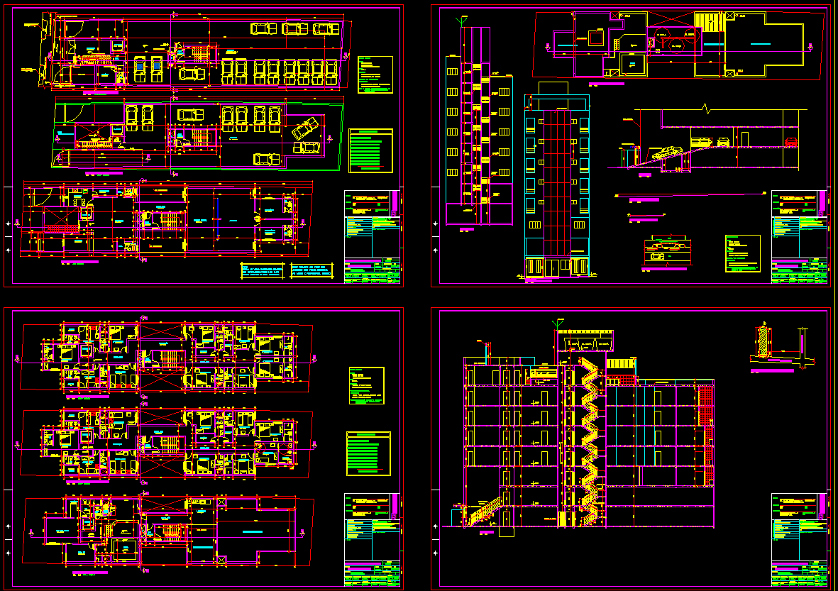 AutoCAD Apart Hotel File with 2D Layout Blocks and Design Drawings