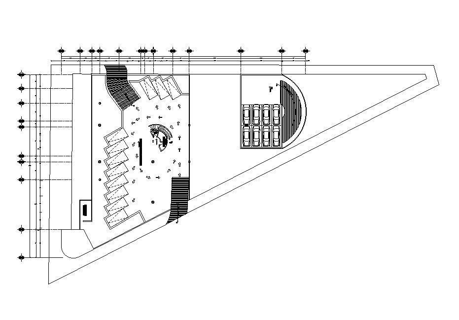 86x44m auto agency floor plan is given in this Autocad drawing file. Download now.