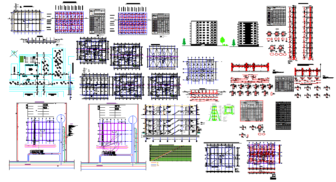 Modern Apartment Design Plan DWG File with Floor Layout and Elevations