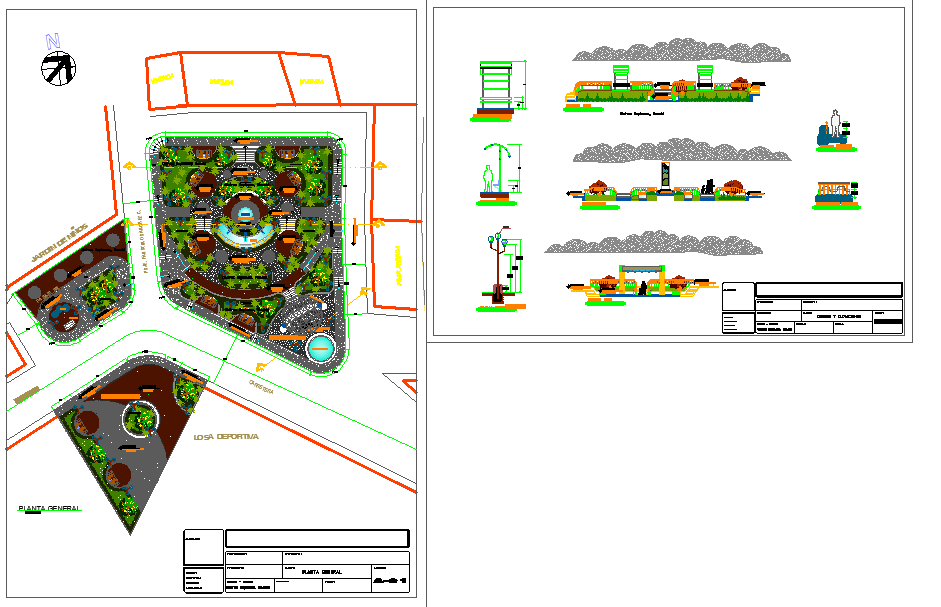 Landscape Garden Design DWG Plan with Planting Layout and Details