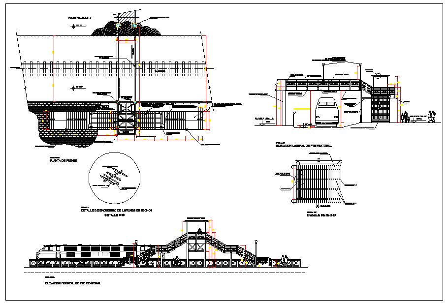 Railway Bridge Detail DWG File with Structural Plan and Elevation