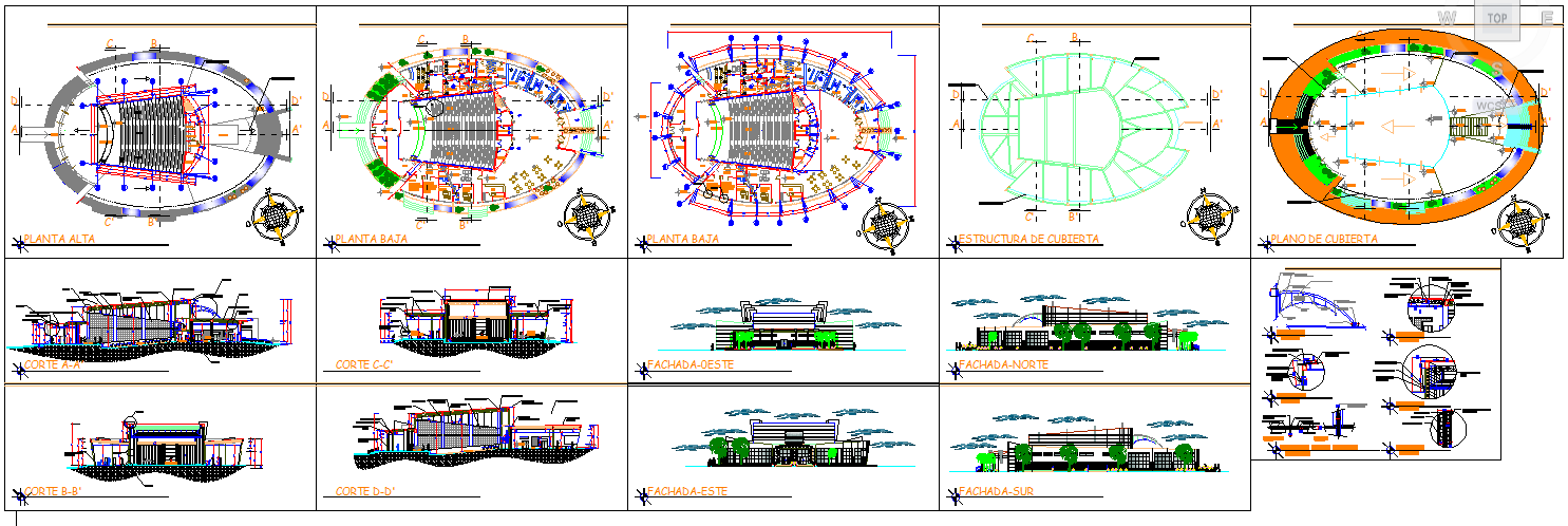 Amphitheatre CAD Drawing File with Stage Details and Seating Plans